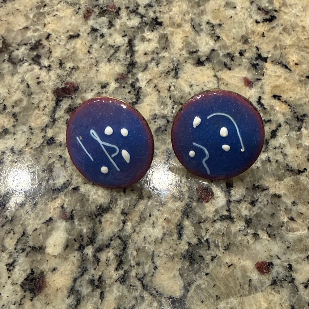 Vintage copper purple and white ear screws